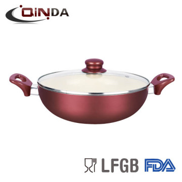 aluminum alloy ceramic deep kadai with glass lid